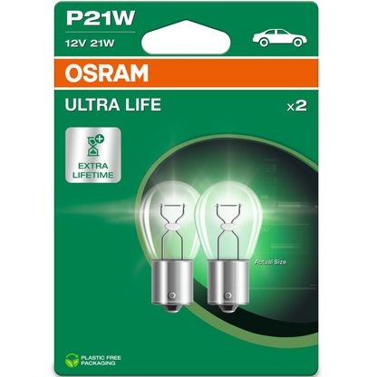 Osram 382 Ultra Life P21W Brake Bulbs (Twin Pack)