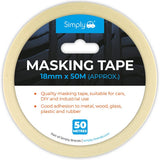 Simply Masking Tape 18mm x 50m; precision tape for automotive, DIY, and craft projects