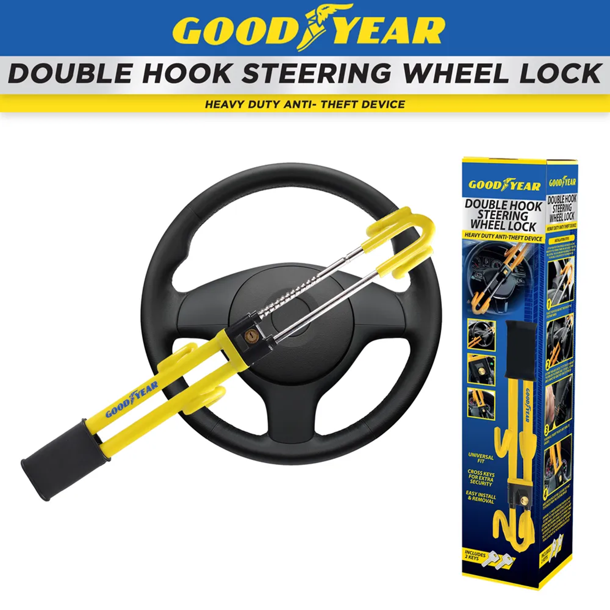 Goodyear Double Hook Steering Wheel Lock