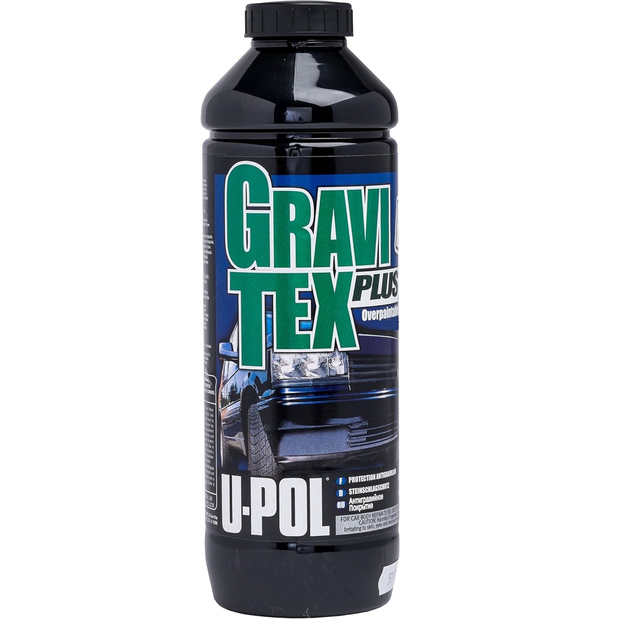 U-Pol Gravitex Stonechip Protector Sprayable Paint Black 1 Litre