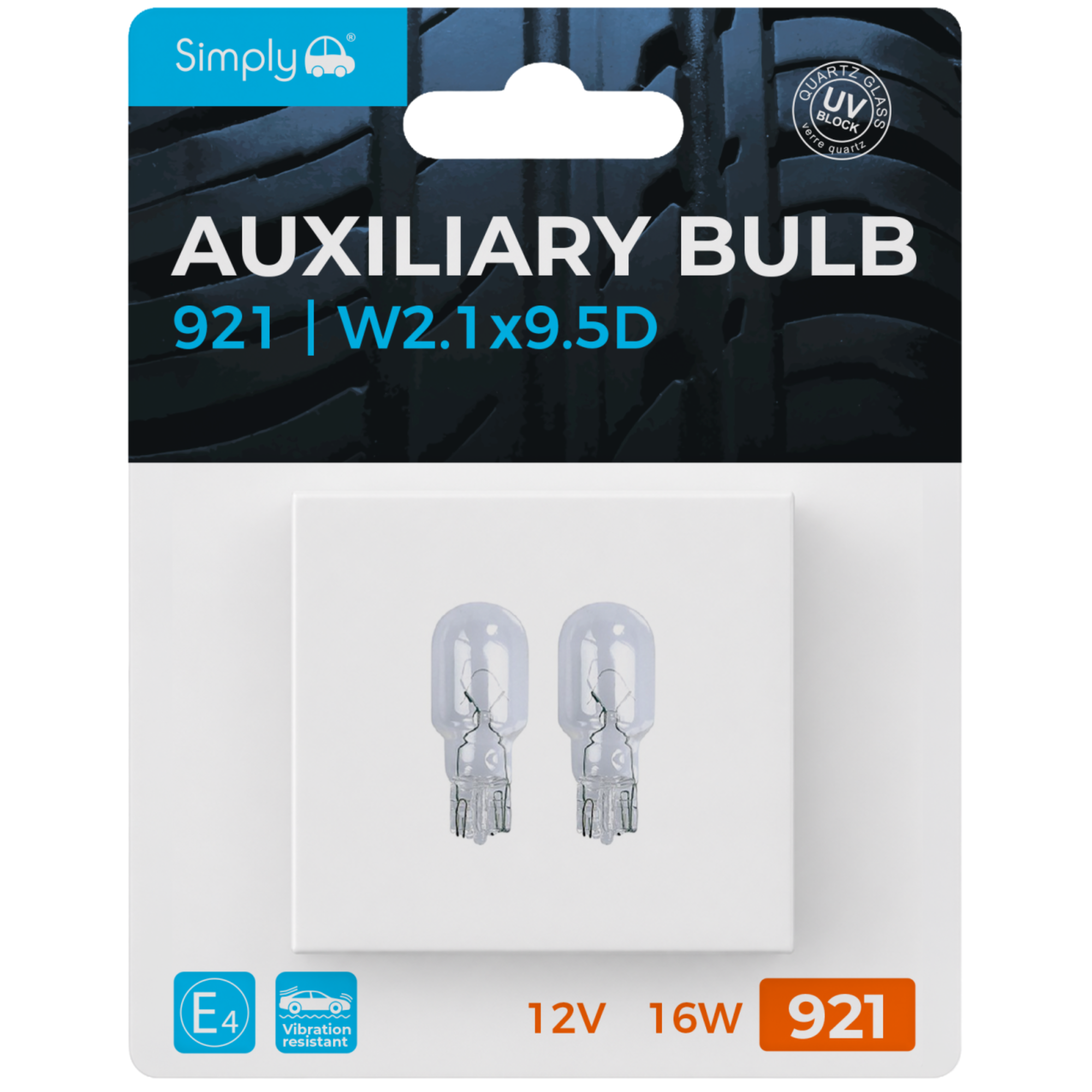 SIMPLY 921 W16W 12V 21W Car Brake / Reverse Wedge Bulbs (Twin Pack)