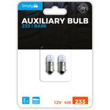 SIMPLY 233 T4W 12V 4W Car Side, Number Plate / Interior Bulbs BA9s (Twin Pack)