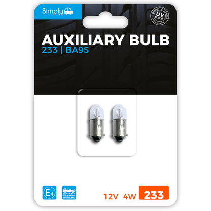 SIMPLY 233 T4W 12V 4W Car Side, Number Plate / Interior Bulbs BA9s (Twin Pack)