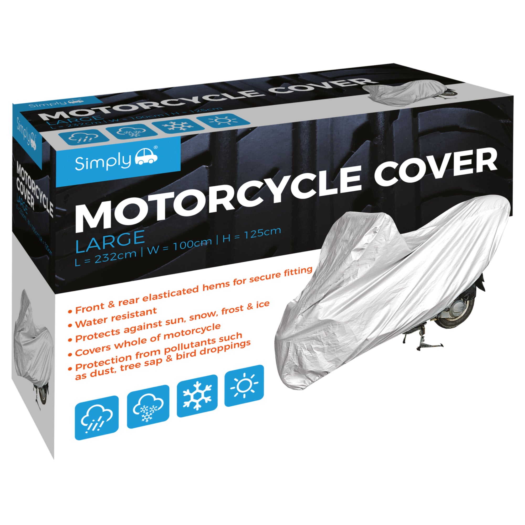 Simply Water Resistant Motorcycle Cover Large