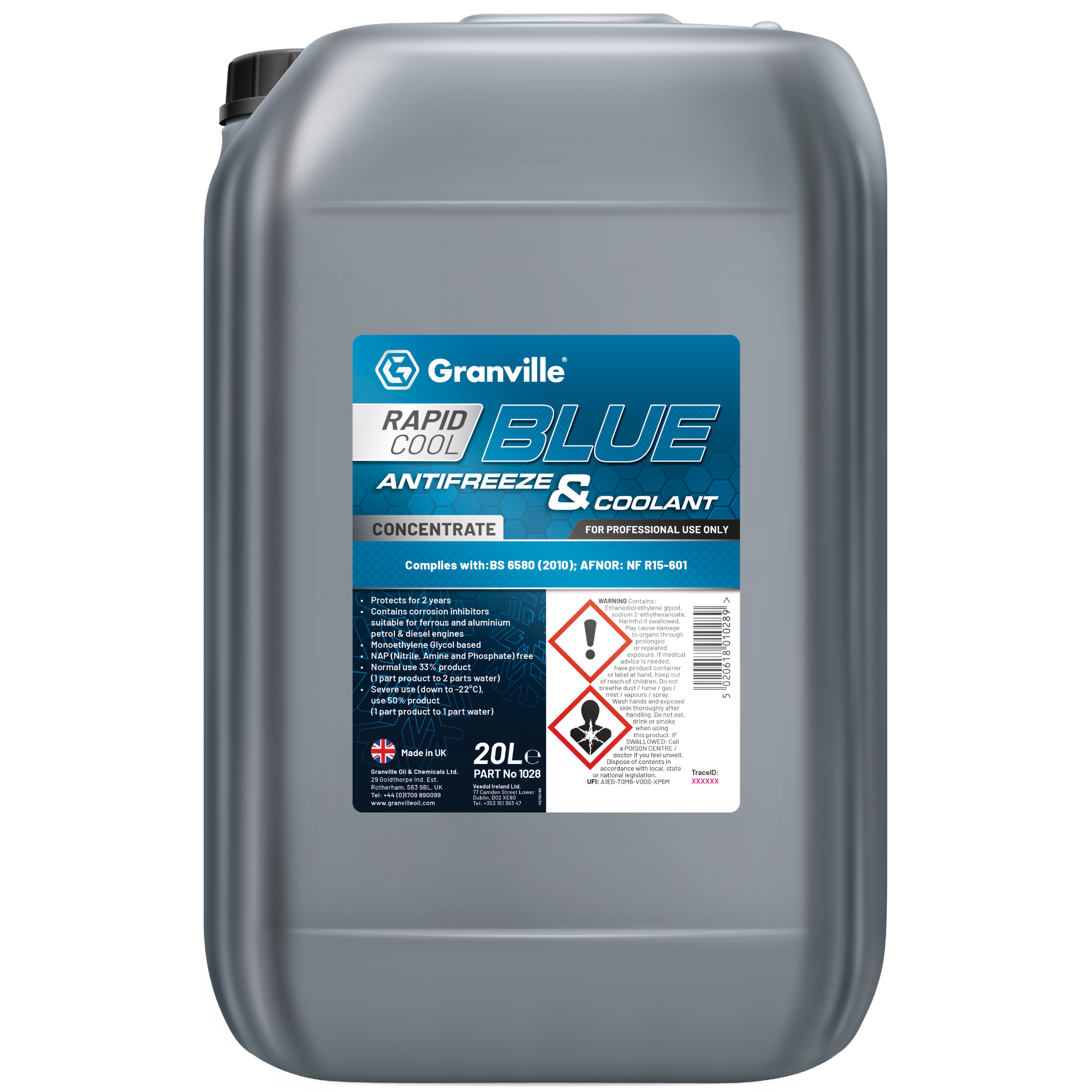 Granville Rapid Cool Blue Antifreeze And Coolant 20L