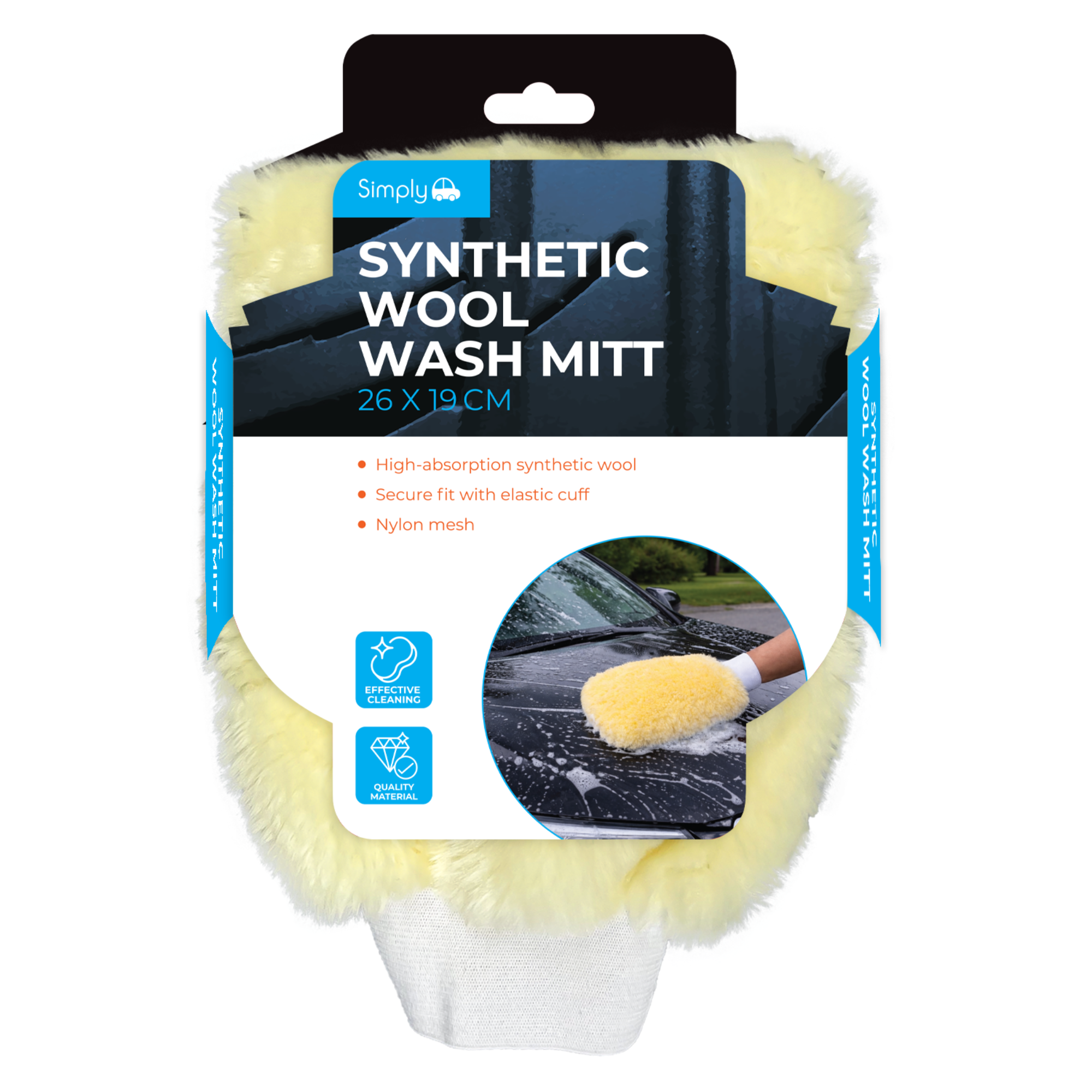 SIMPLY Synthetic Wool Wash Mitt 26x19cm