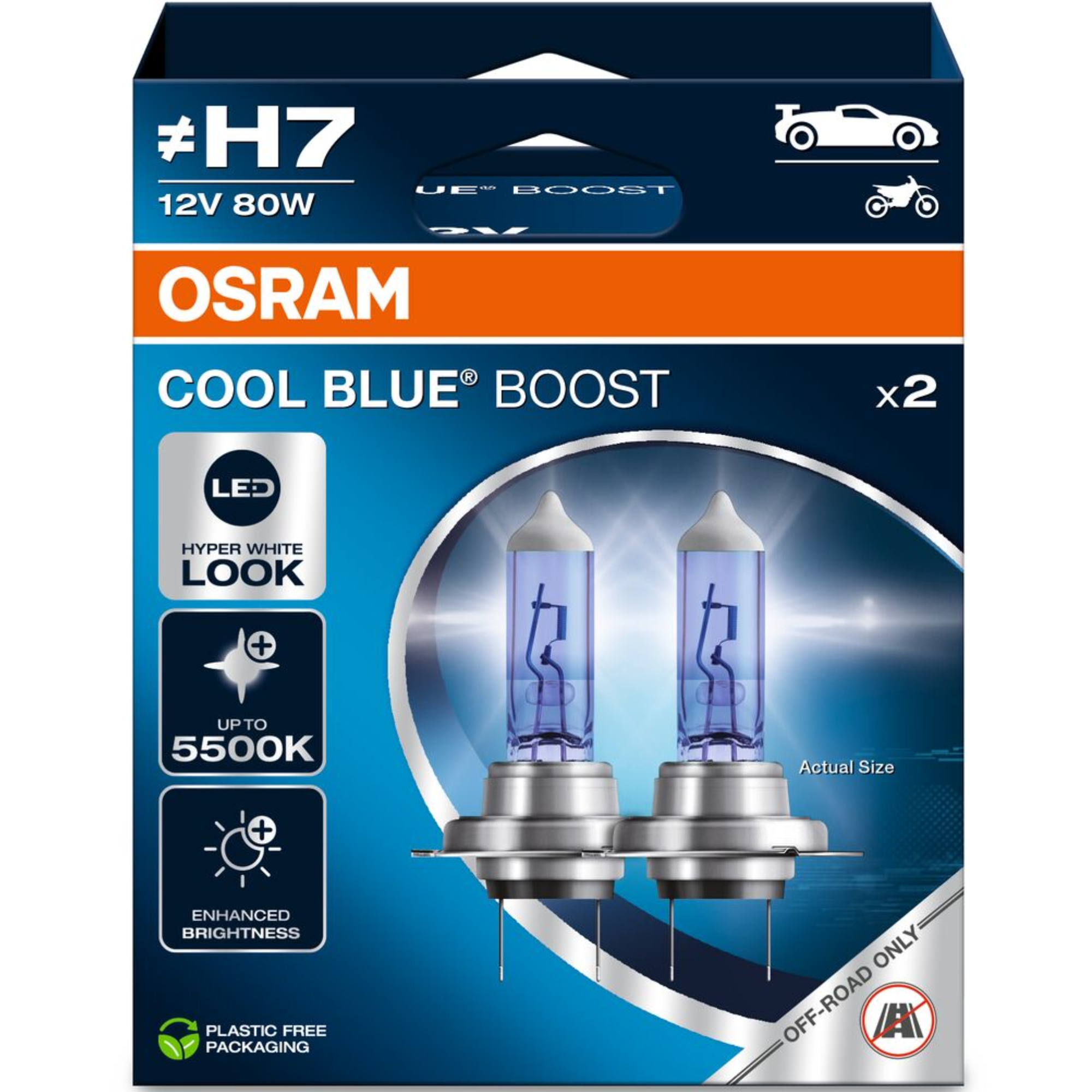 OSRAM H7 12V 80W Cool Blue Boost Twin Pack