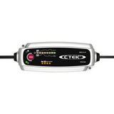 CTEK MXS 5.0 smart battery charger kit, maintains and charges car and motorcycle batteries efficiently.