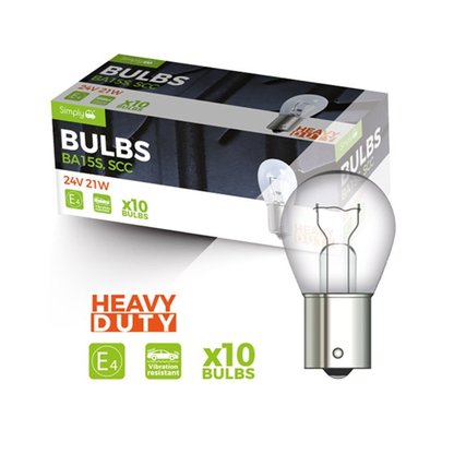 SIMPLY 290 P21W 24V 21W Truck Brake & Tail Light Bulb BA15s (Pack of 10)
