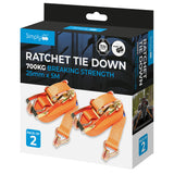 Simply Auto PK2 25mm*5M 700kg Ratchet Tie Down