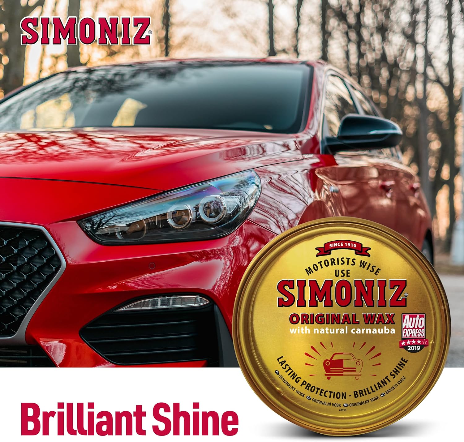 Simoniz car wax 150g, restores shine, protects paint finish.