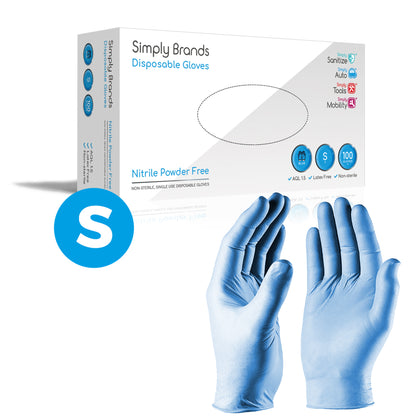 Simply Sanitize 100Pk Small Blue Nitrile Gloves