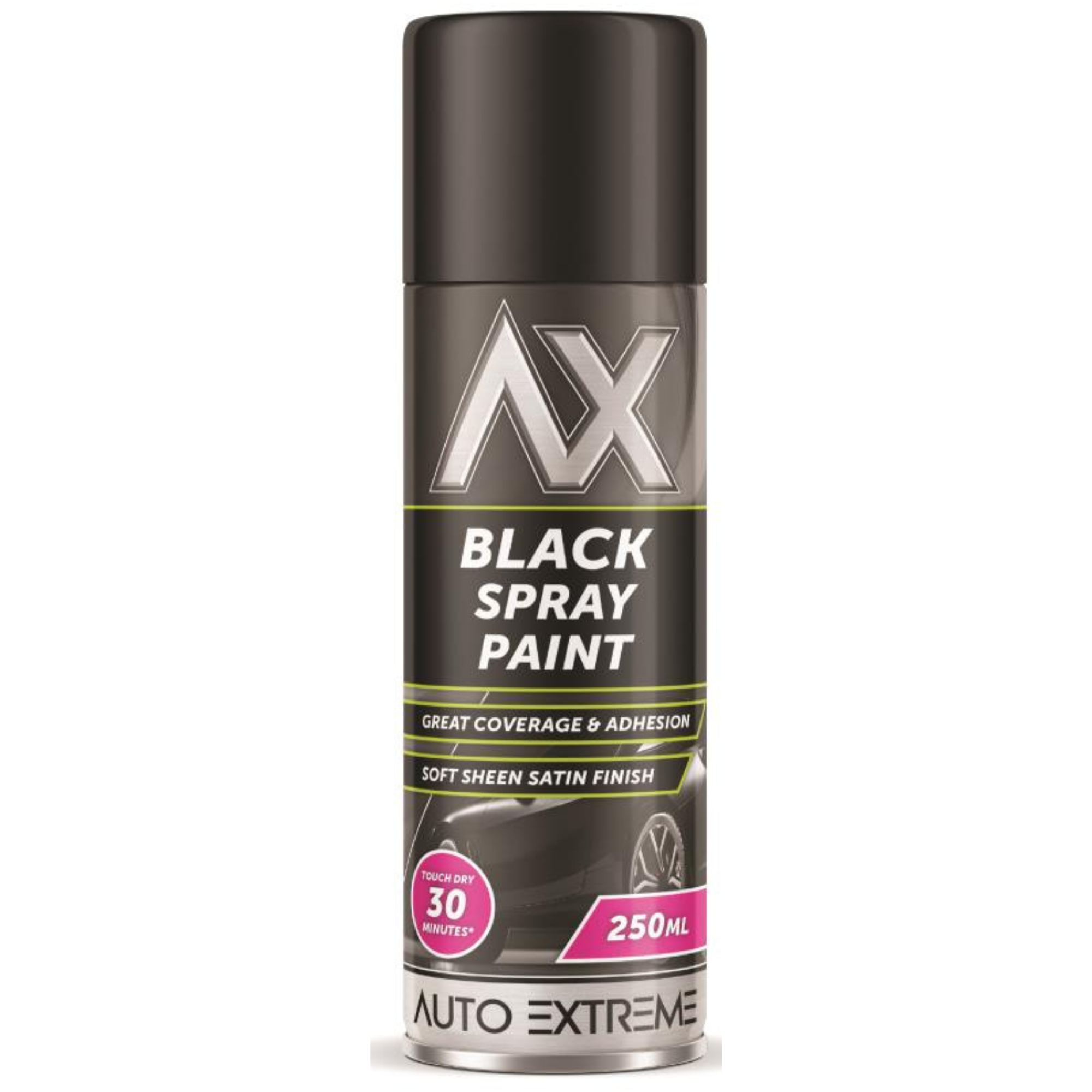 Rapide Auto Extreme Black Satin Spray Paint 250ml