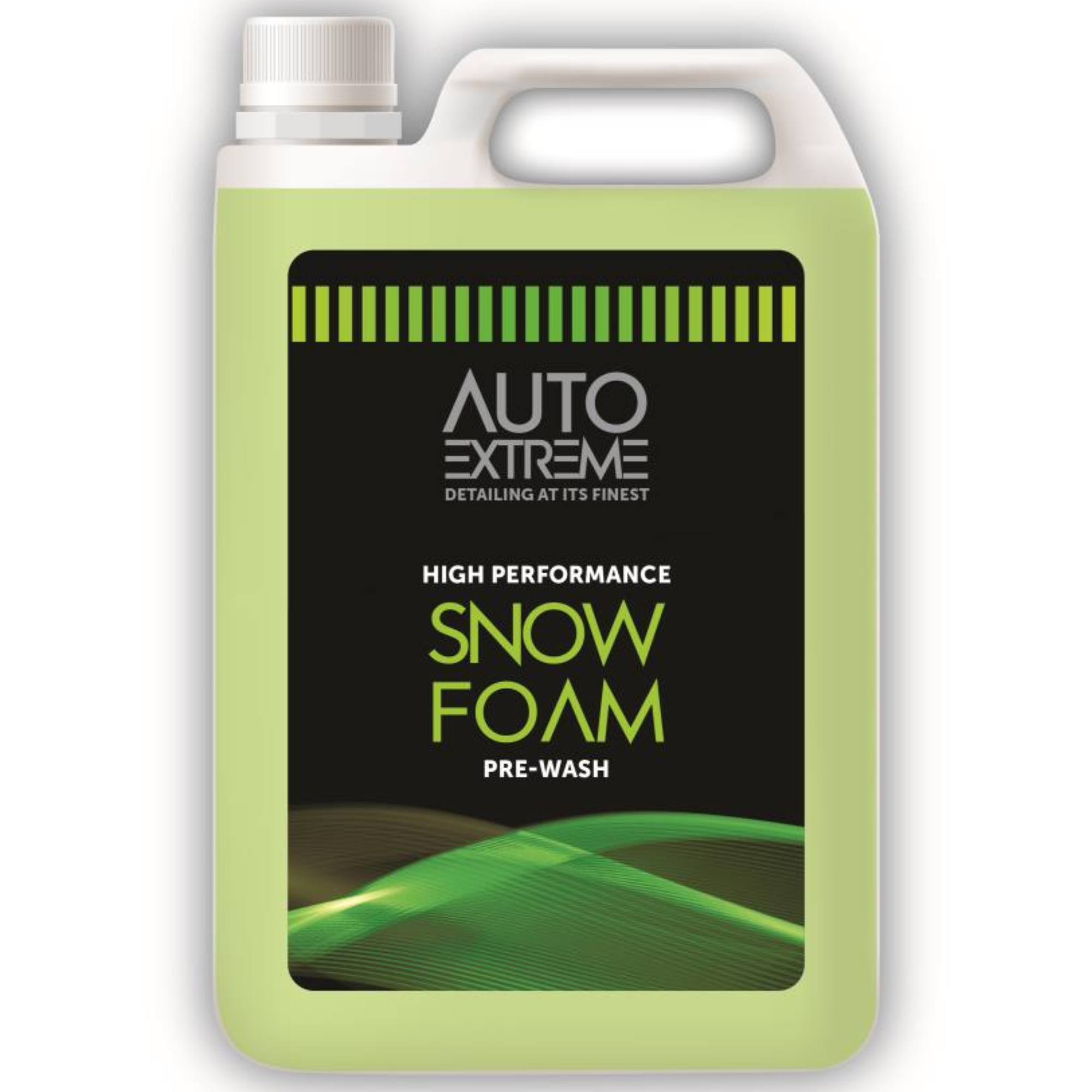 A 3-litre container of Auto Extreme Snow Foam Pre Wash High Performance car cleaner, designed for removing dirt and grime before hand washing