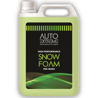 A 3-litre container of Auto Extreme Snow Foam Pre Wash High Performance car cleaner, designed for removing dirt and grime before hand washing
