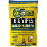 Big Wipes Multi-Surface Pro+ Bio 80 wipes refill pouch with green top, soft resealable pack designed to refill a wipes tub for eco-friendly multi-surface cleaning