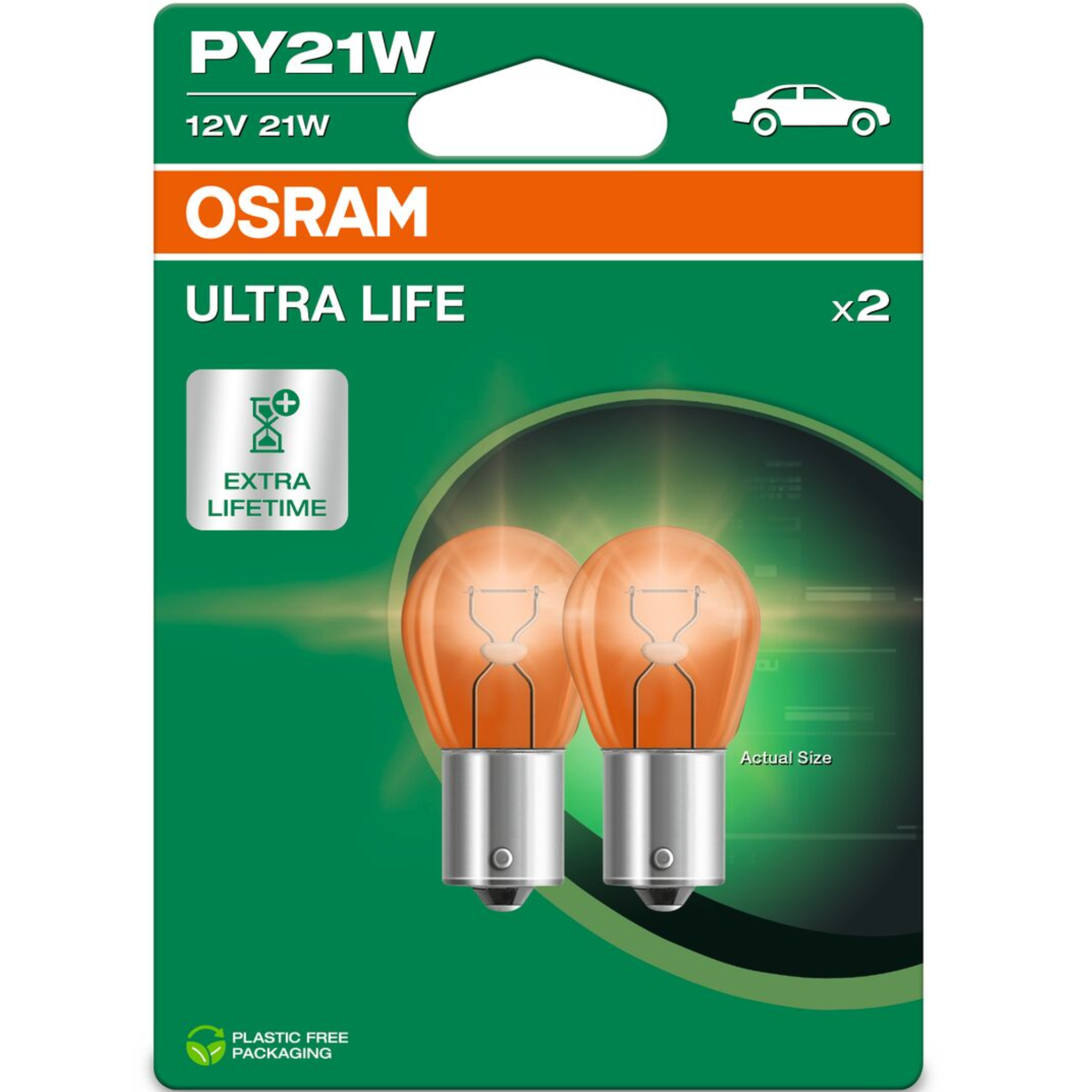 Osram 581 PY21W 12V 21W Ultra Life Bayonet Bulbs BAU15S (Twin Blister)