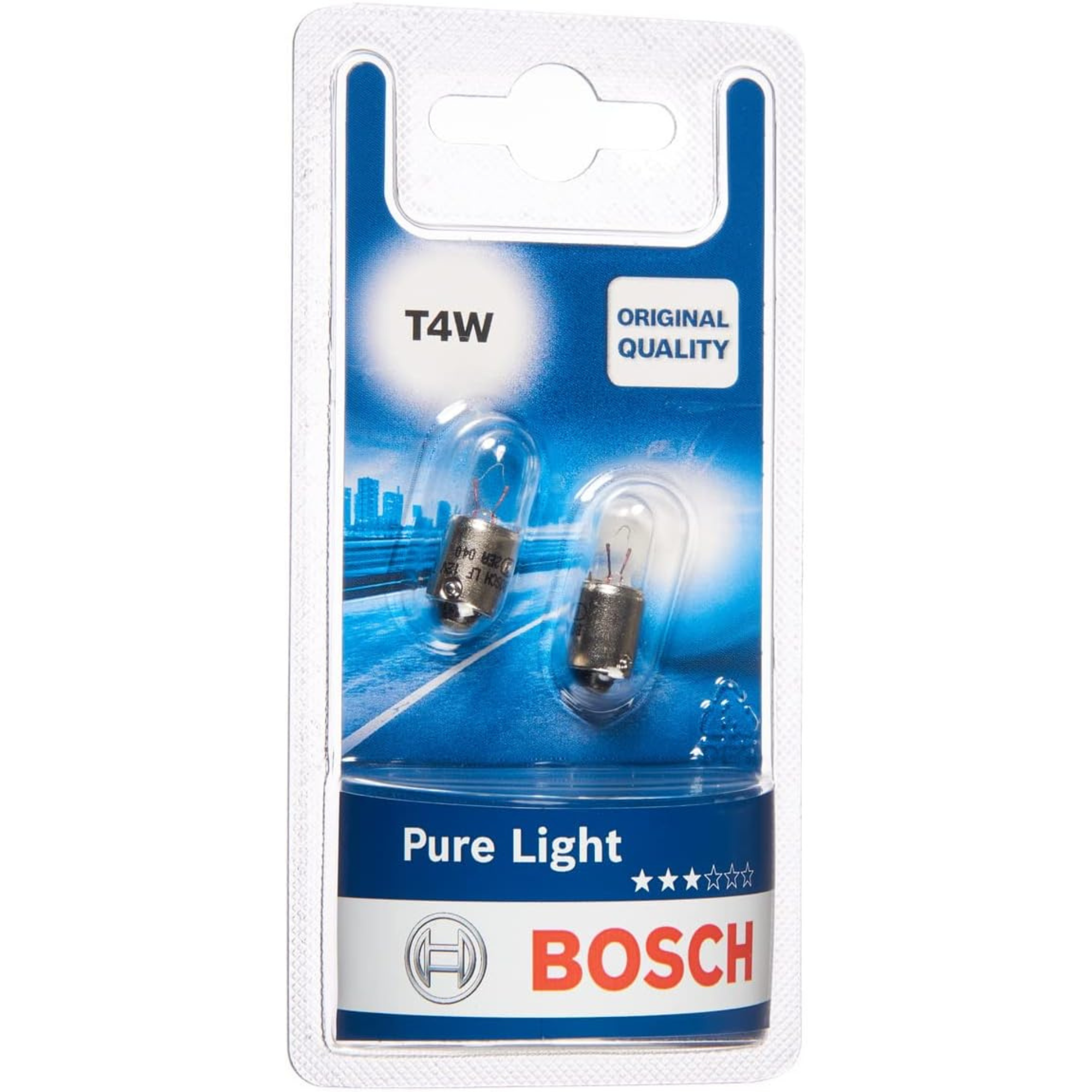 Bosch 233 T4W 12V 4W Pure Light side light bulbs twin pack, OEM-quality car side lamps for bright and reliable illumination