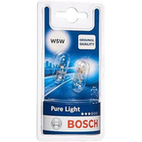 Bosch Pure Light W5W side light bulbs (twin pack), 12V 5W automotive bulbs designed for clear, reliable illumination in vehicle side or parking lights.