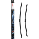 Bosch Aerotwin flat windshield wiper blade set, 27-inch and 25-inch (680mm/625mm), model A585S, aerodynamic frameless car wiper blades.