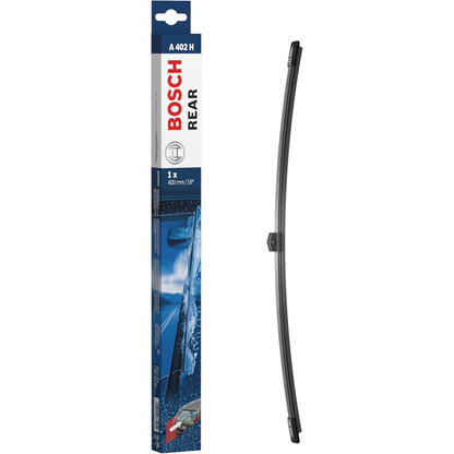 Bosch Aerotwin rear wiper blade, 16-inch (400mm), frameless aerodynamic rear windshield wiper for vehicles, model A402H.