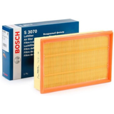 1457433070,S3070,Bosch air filter 1457433070 S3070, rectangular automotive engine air filter with pleated paper element and black plastic frame