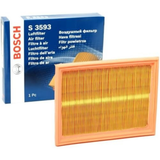 1457433593,S3593,Bosch air filter 1457433593 S3593, rectangular automotive engine air filter with pleated paper element and black plastic frame
