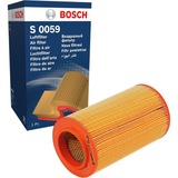 F026400059,S0059,Bosch air filter F026400059 S0059, rectangular automotive engine air filter with pleated paper element and black plastic frame