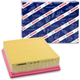 F026400097,S0097,Bosch air filter F026400097 S0097, rectangular automotive engine air filter with pleated paper element and black plastic frame