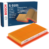 F026400101,S0101,Bosch air filter F026400101 S0101, rectangular automotive engine air filter with pleated paper element and black plastic frame