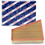 F026400109,S0109,Bosch air filter F026400109 S0109, rectangular automotive engine air filter with pleated paper element and black plastic frame