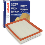 F026400375,S0375,Bosch air filter F026400375 S0375, rectangular automotive engine air filter with pleated paper element and black plastic frame