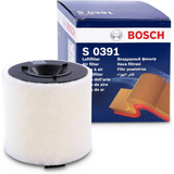 F026400391,S0391,Bosch air filter F026400391 S0391, rectangular automotive engine air filter with pleated paper element and black plastic frame
