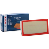 F026400433,S0433,Bosch air filter F026400433 S0433, rectangular automotive engine air filter with pleated paper element and black plastic frame