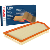 F026400468,S0468,Bosch air filter F026400468 S0468, rectangular automotive engine air filter with pleated paper element and black plastic frame