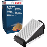 F026400624,S0624,Bosch air filter F026400624 S0624, rectangular automotive engine air filter with pleated paper element and black plastic frame