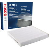 1987432166 - M2166,"Bosch Cabin Air Pollen Filter model 1987432166 (M2166), rectangular automotive air filter with pleated white filtration material and black frame, designed to remove pollen, dust, and other airborne particles from vehicle interiors."