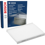 1987432215 - M2215,"Bosch Cabin Air Pollen Filter model 1987432215 (M2215), rectangular automotive air filter with pleated white filtration material and black frame, designed to remove pollen, dust, and other airborne particles from vehicle interiors."