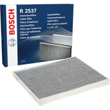 1987432537 - M2537,"Bosch Cabin Air Pollen Filter model 1987432537 (M2537), rectangular automotive air filter with pleated white filtration material and black frame, designed to remove pollen, dust, and other airborne particles from vehicle interiors."