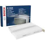 1987435026 - M5026,"Bosch Cabin Air Pollen Filter model 1987435026 (M5026), rectangular automotive air filter with pleated white filtration material and black frame, designed to remove pollen, dust, and other airborne particles from vehicle interiors."