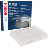 1987435066 - M5066,"Bosch Cabin Air Pollen Filter model 1987435066 (M5066), rectangular automotive air filter with pleated white filtration material and black frame, designed to remove pollen, dust, and other airborne particles from vehicle interiors."