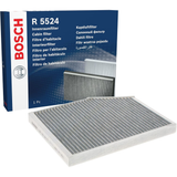 1987435524 - R5524,"Bosch Cabin Air Pollen Filter model 1987435524 (R5524), rectangular automotive air filter with pleated white filtration material and black frame, designed to remove pollen, dust, and other airborne particles from vehicle interiors."