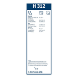 Bosch Conventional Rear Wiper Blade 12" (300mm) - H312