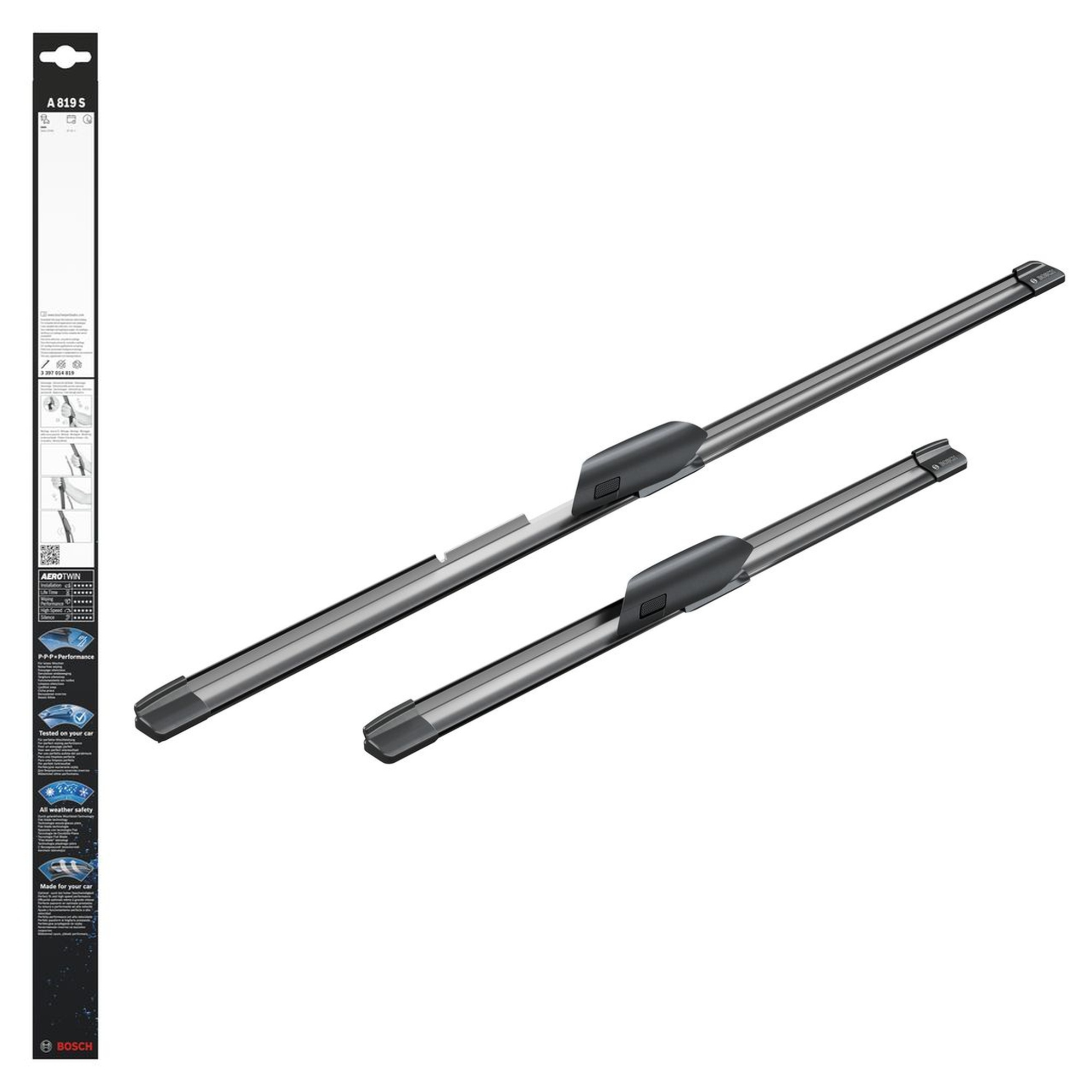 Bosch Aerotwin Flat Wiper Blade Set 26" (650mm) & 17" (425mm) - A819S