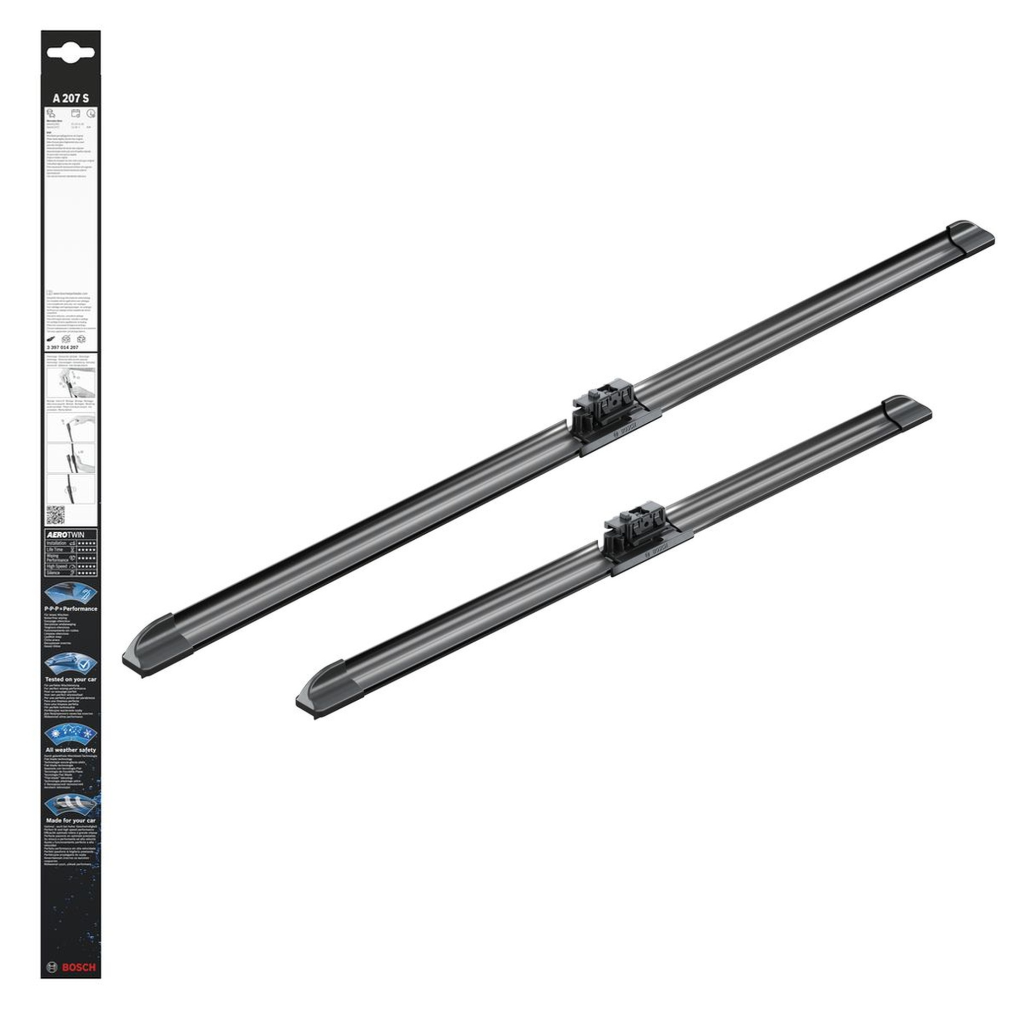 Bosch Aerotwin Flat Wiper Blade Set 26" (650mm) & 19" (475mm) - A207S