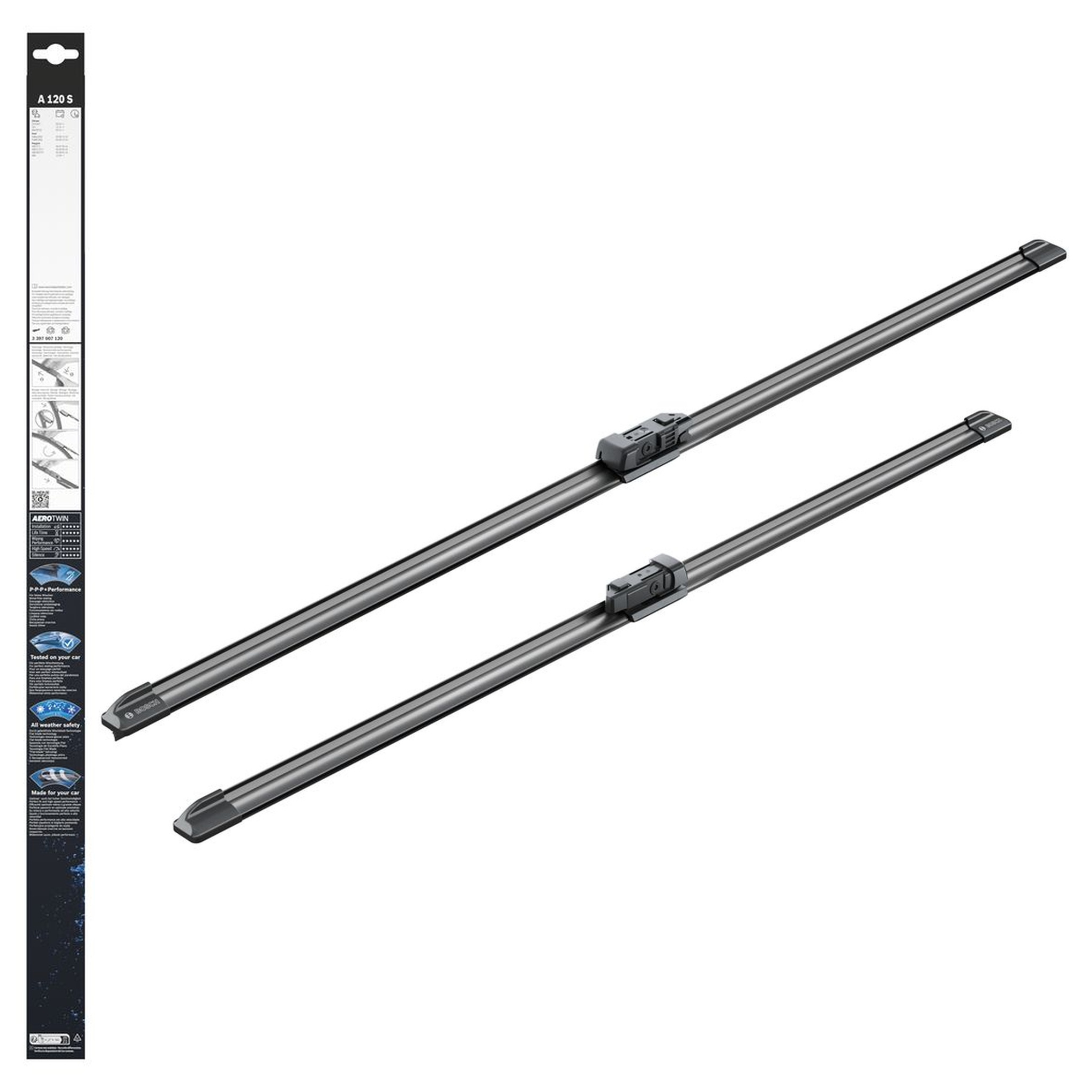 Bosch Aerotwin Flat Wiper Blade Set 30" (750mm) & 26" (650mm) - A120S