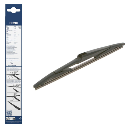 Bosch Conventional Rear Wiper Blade 12" (300mm) - H290, replacement rear windshield wiper for vehicles, model H290
