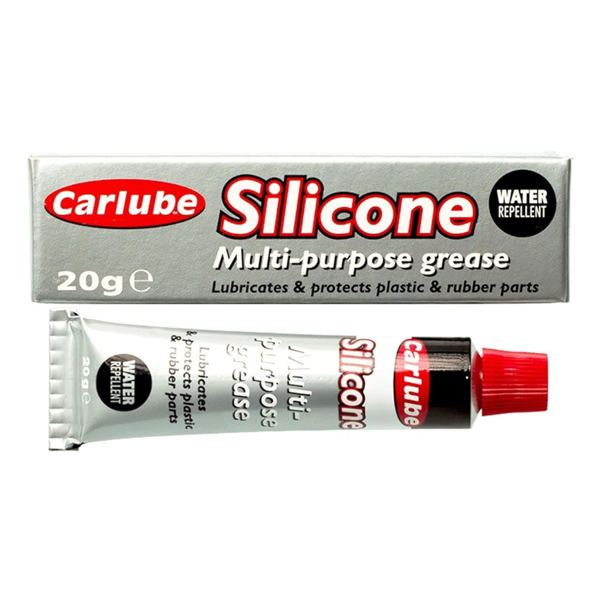 20g tube of multi-purpose silicone grease for lubrication and protection of rubber, metal, and plastic parts.
