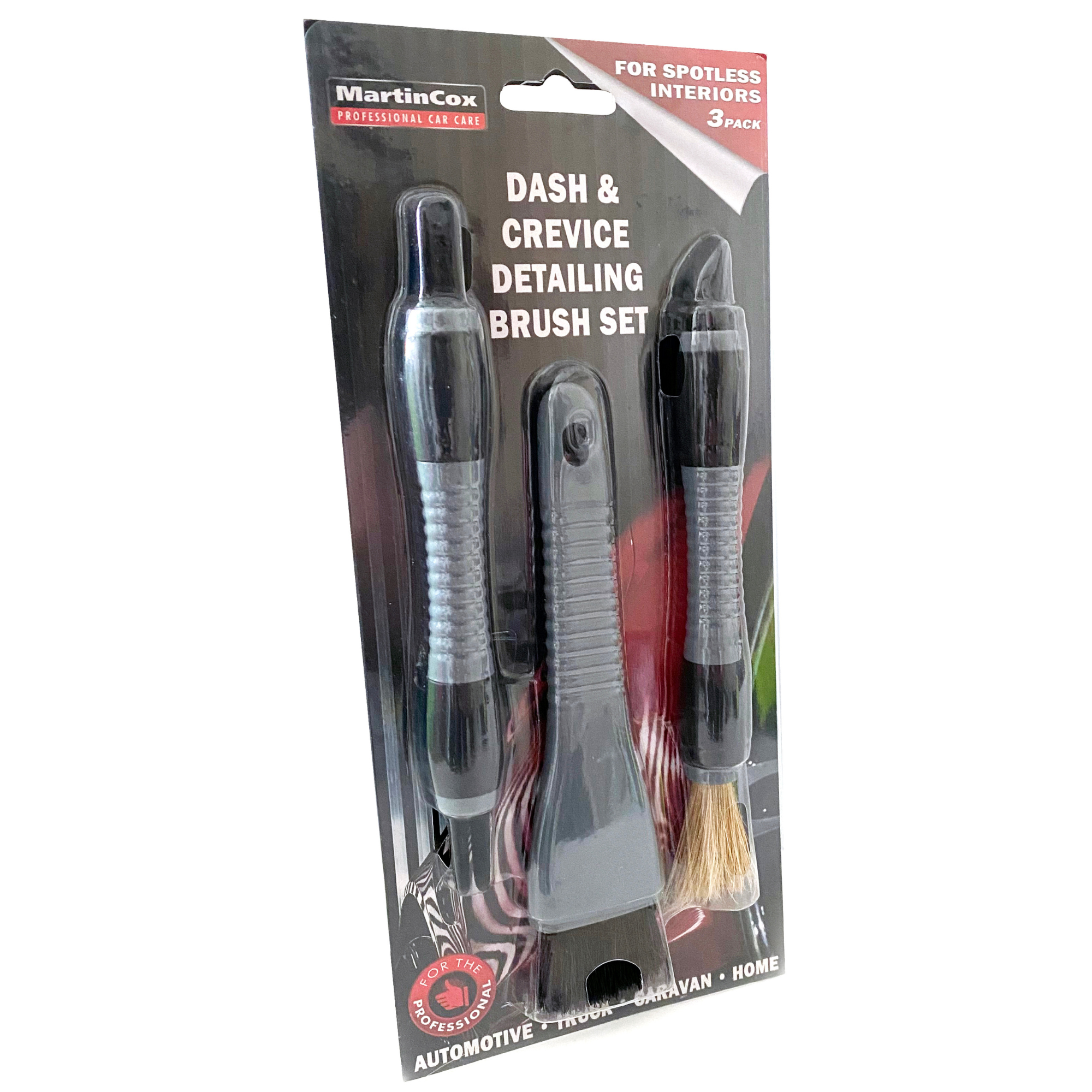 MartinCox Dash & Crevice Detail Brush Set, precision cleaning brushes designed for detailing dashboards, vents, and hard-to-reach interior areas