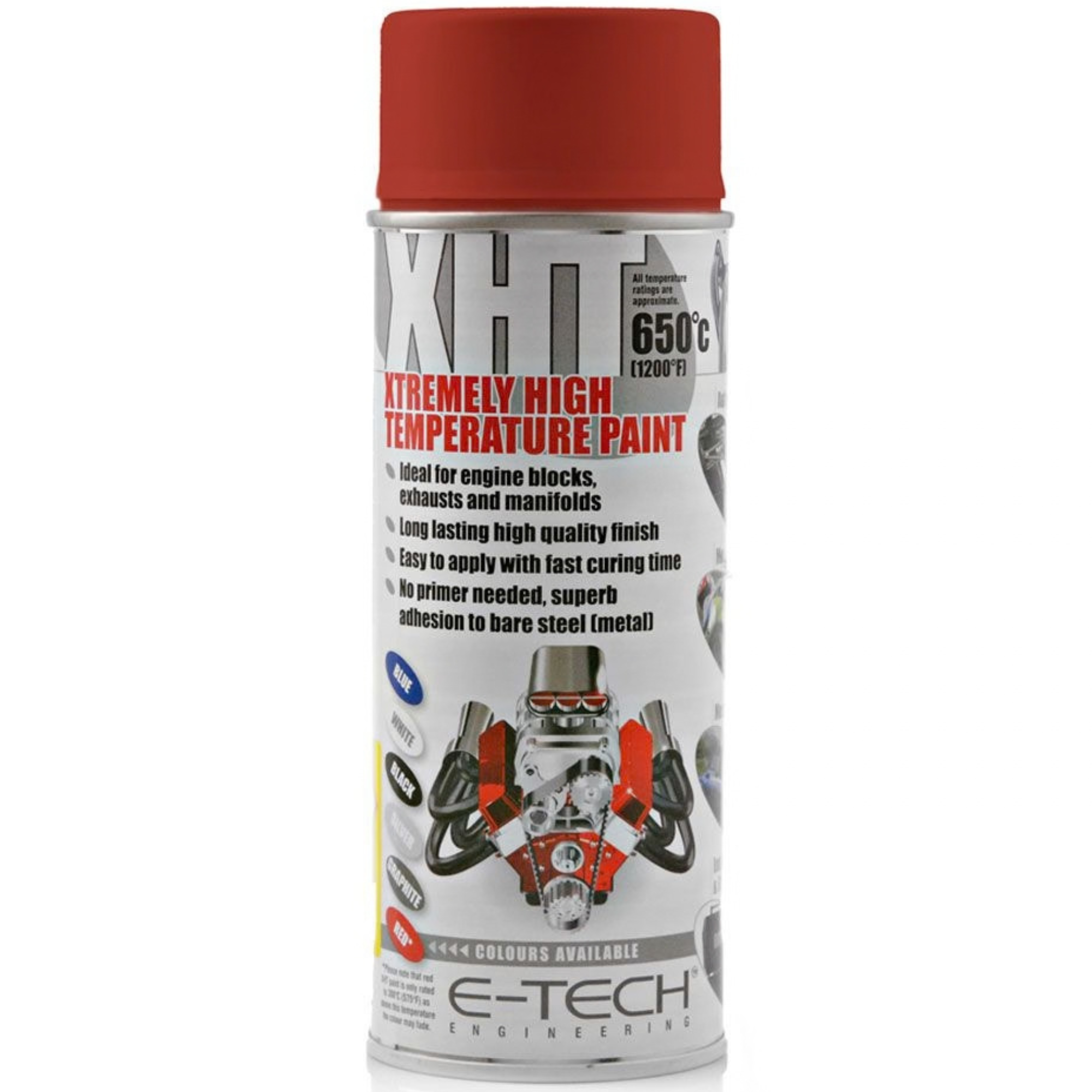 E-TECH XHT Aerosol Paint Red Rated to 350°C (662°F) 400ml 